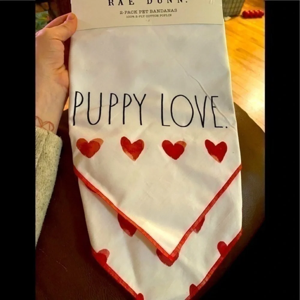 Rae Dunn Puppy Love Doggie Bandanas L/XL NEW